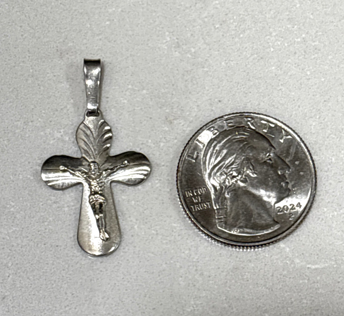 Vintage Sweet Sterling Silver 925 Crucifix Wide Pendant 1.5\