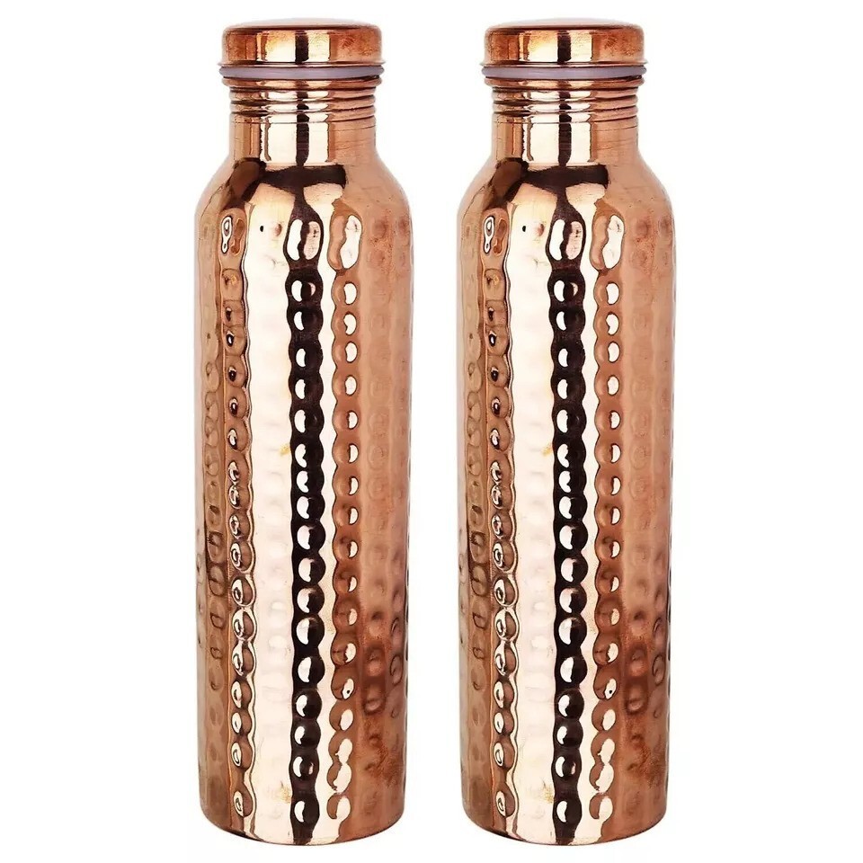 2 X Pure Copper Water Bottle For Ayurveda Health Benefits Leak Proof 100%