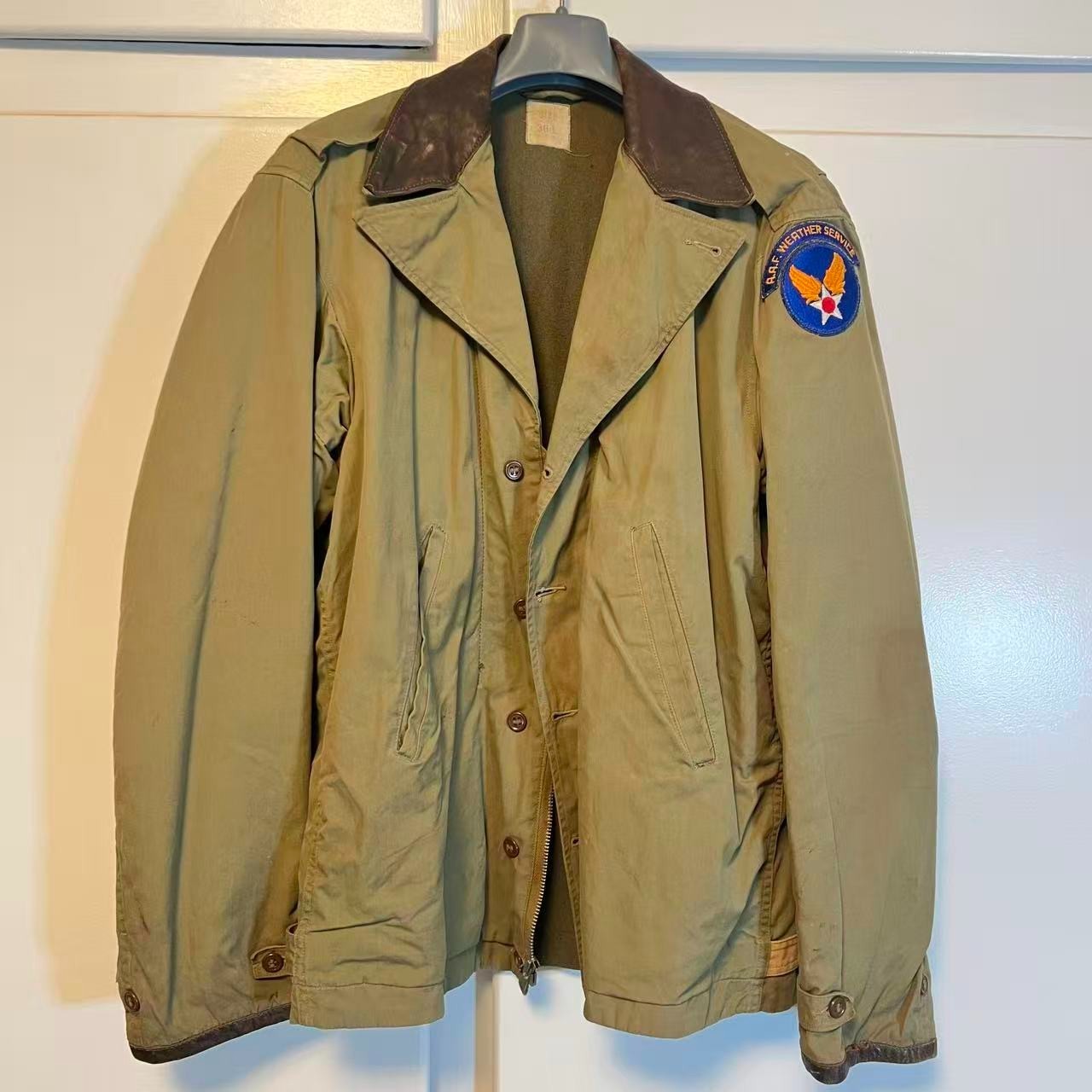 Vtg 1940's Original M41 Field Jacket WWII WW2 Original M1941 w leather collar