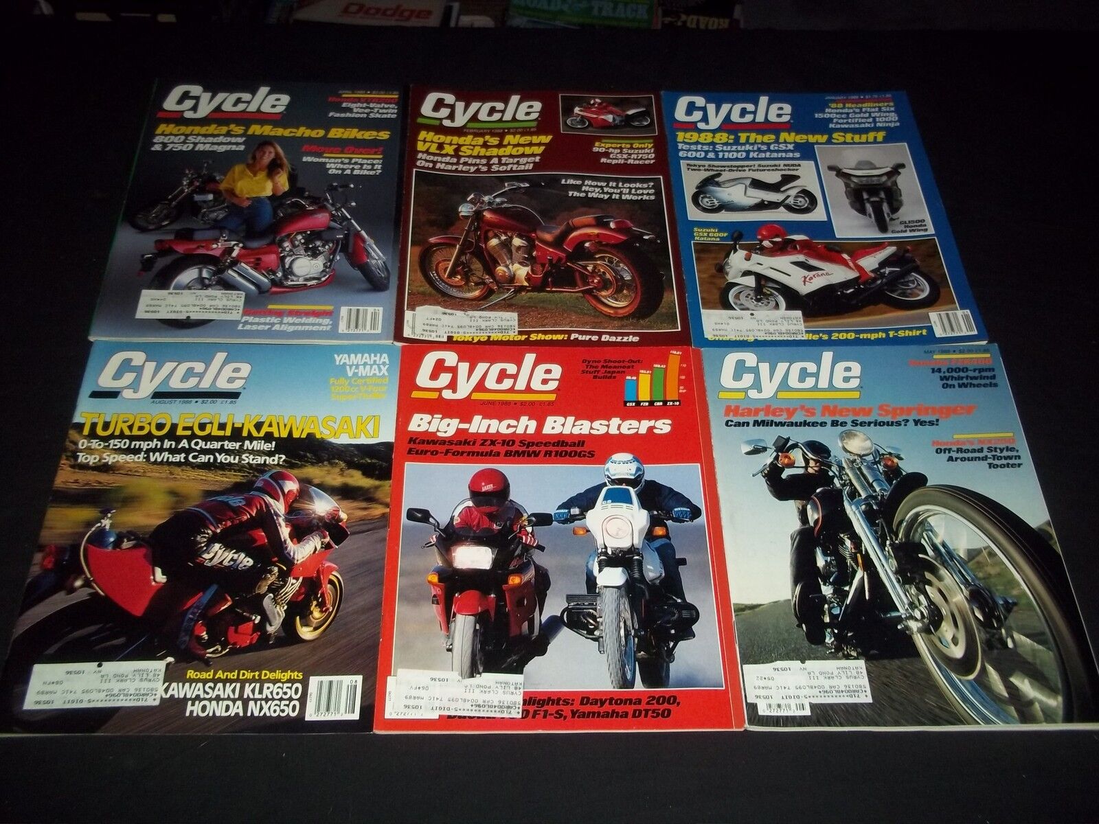 1988 CYCLE MAGAZINE LOT OF 7 ISSUES - GREAT CARS AUTOMOBILES ADS - M 447
