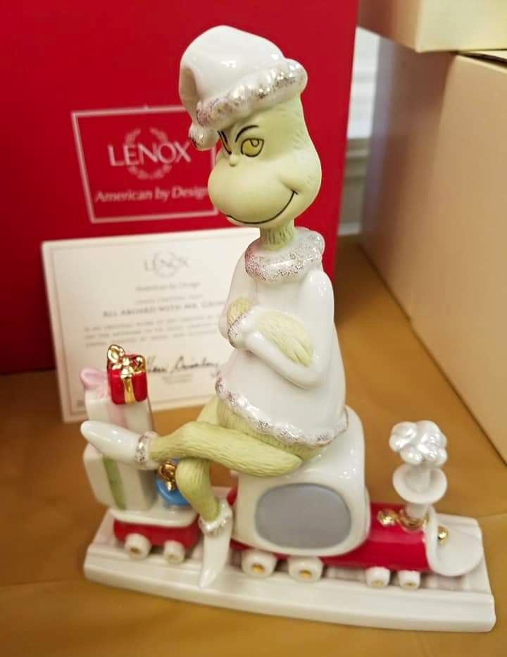 Lenox Vintage All Aboard with Mr. Grinch Figurine Dr. Seuss Train MIB COA 7\