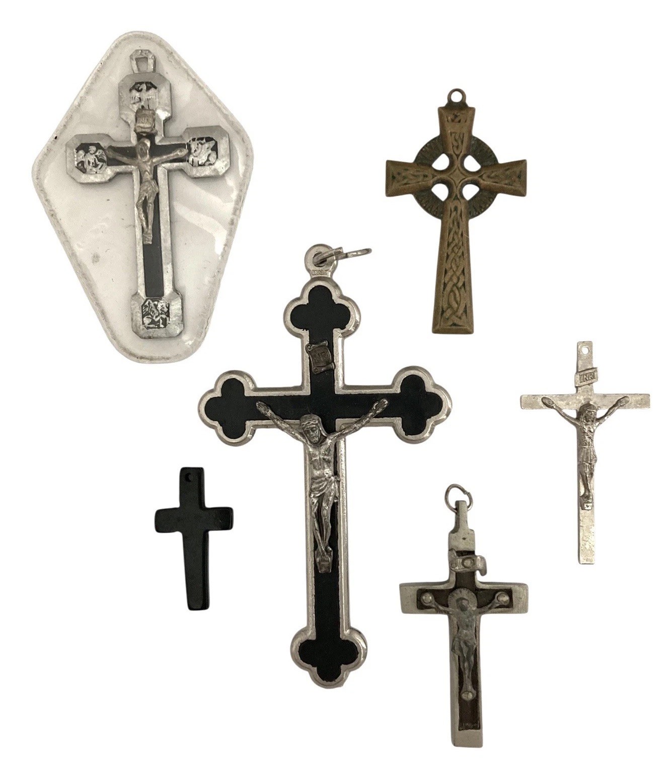 VINTAGE LOT of 6 Untested RELIGIOUS CROSSES & CRUCIFIXES