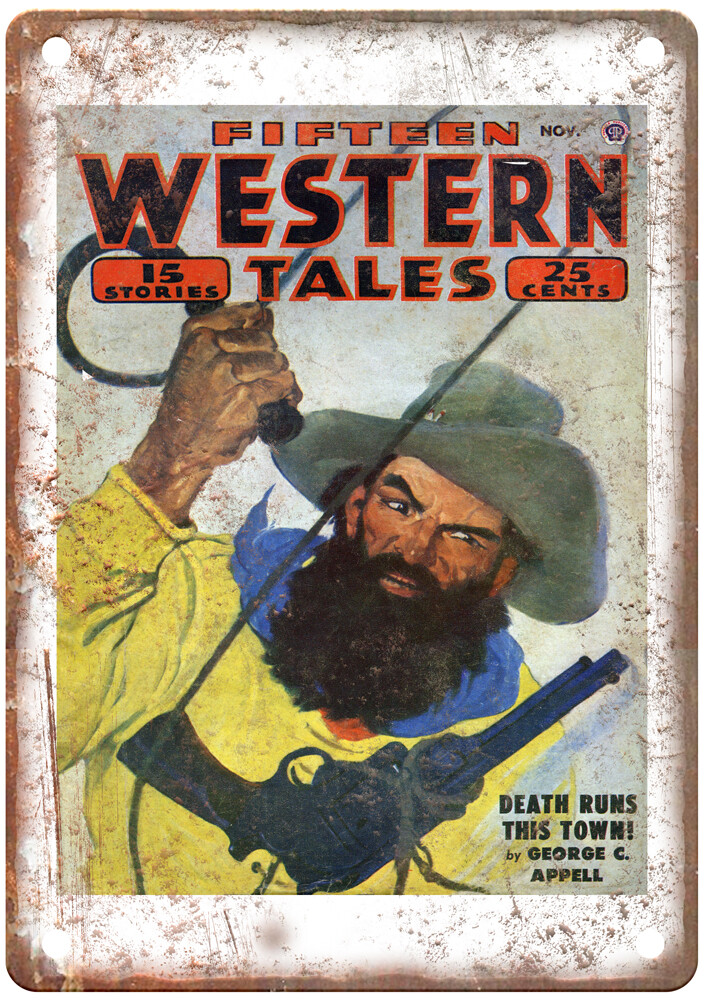 1951 Pulp Cover Fifteen Western Tales v24 n04 Retro Look Metal Sign J1455