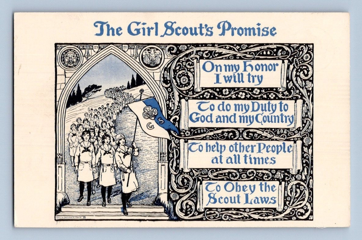 1920\'S. THE GIRL SCOUTS PROMISE. POSTCARD A3 1920\'S. THE GIRL SCOUTS PROMISE. POSTCARD A3