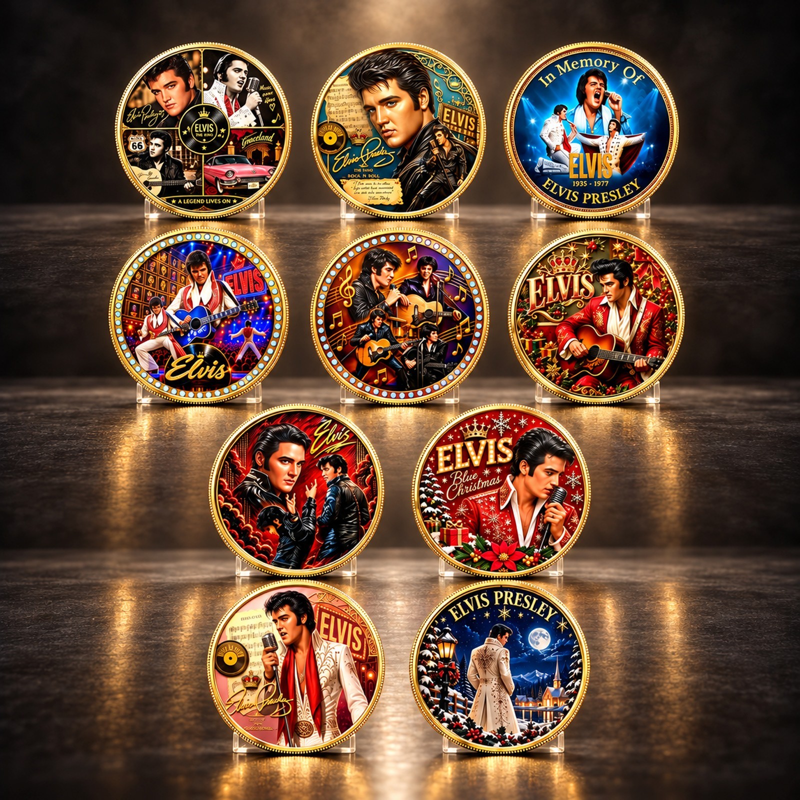 Elvis Presley Set 10 Pieces Commemorative Coin