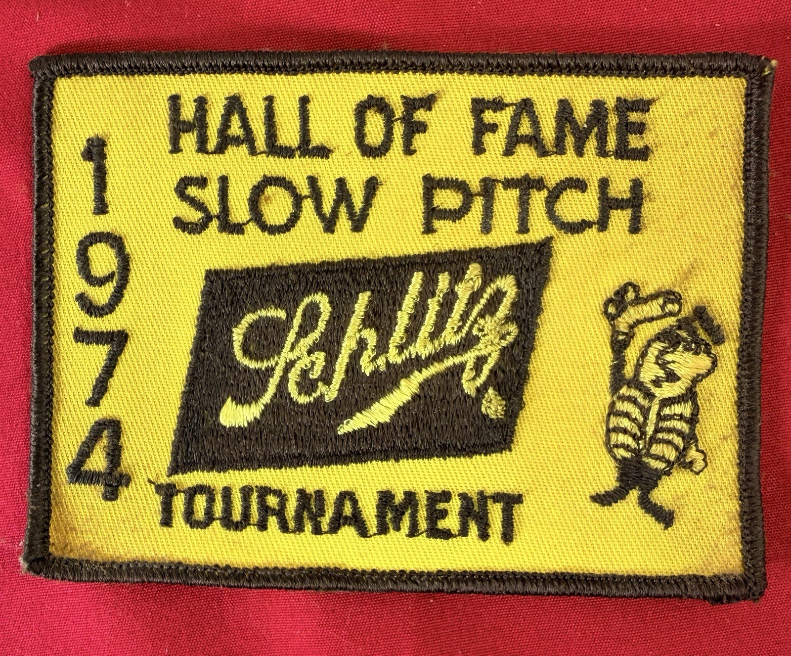 Vtg 1974 Schlitz Hall of Fame Slow Pitch Tournament Softball Patch 4.5” Beer