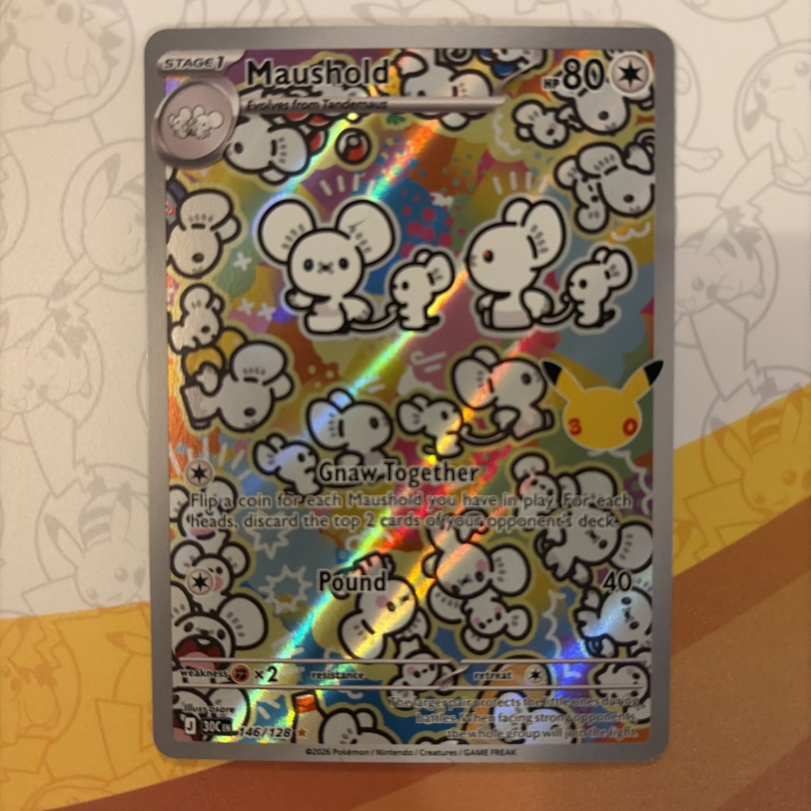 Pokémon TCG Maushold 146/128 30th Celebration Illustration Rare