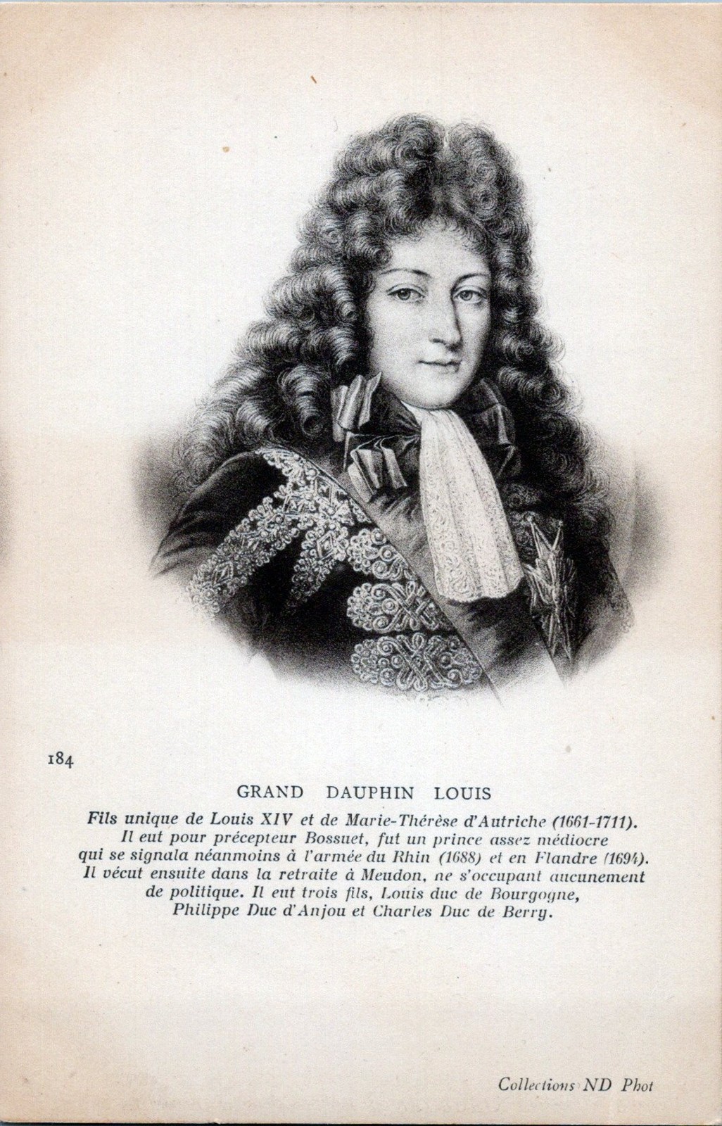 Undivided Back Postcard France Grand Dauphin Louis Portrait