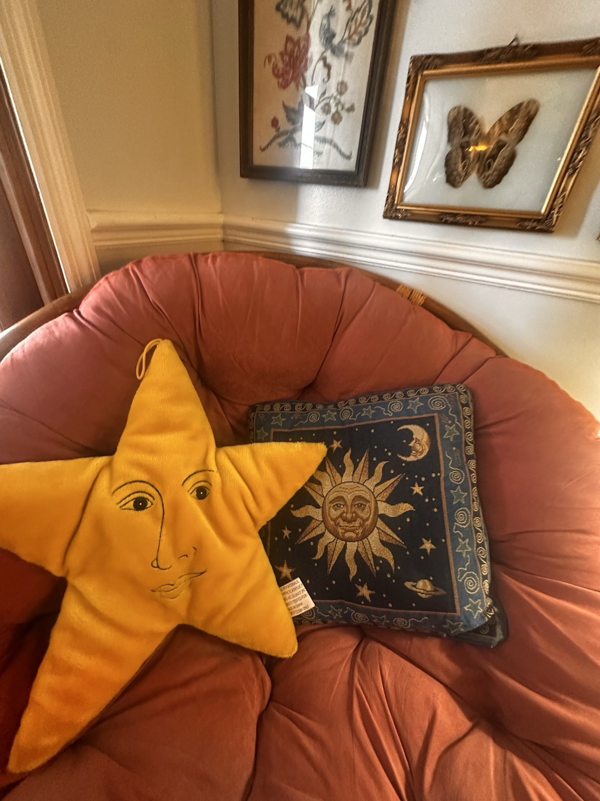Ultra Rare Vintage Sun Moon And Stars Mary Beth Zeitz Throw Pillow