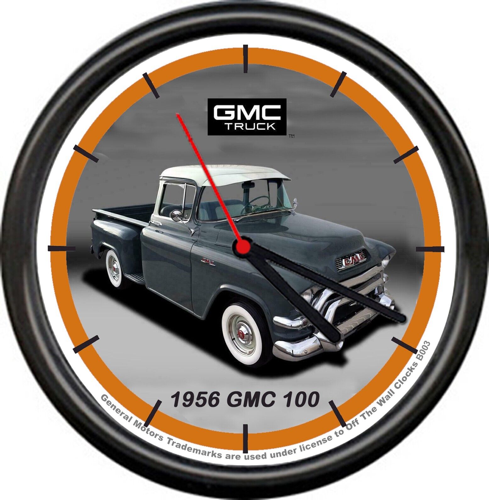 Licensed 1956 GMC Black White Stepside Pickup Truck General Motors Wall Clock