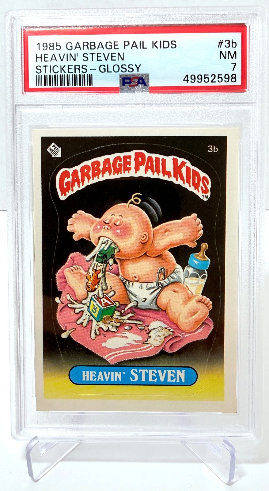 1985 Topps Garbage Pail Kids Series 1 - #3b Heavin\' Steven - PSA 7 NM