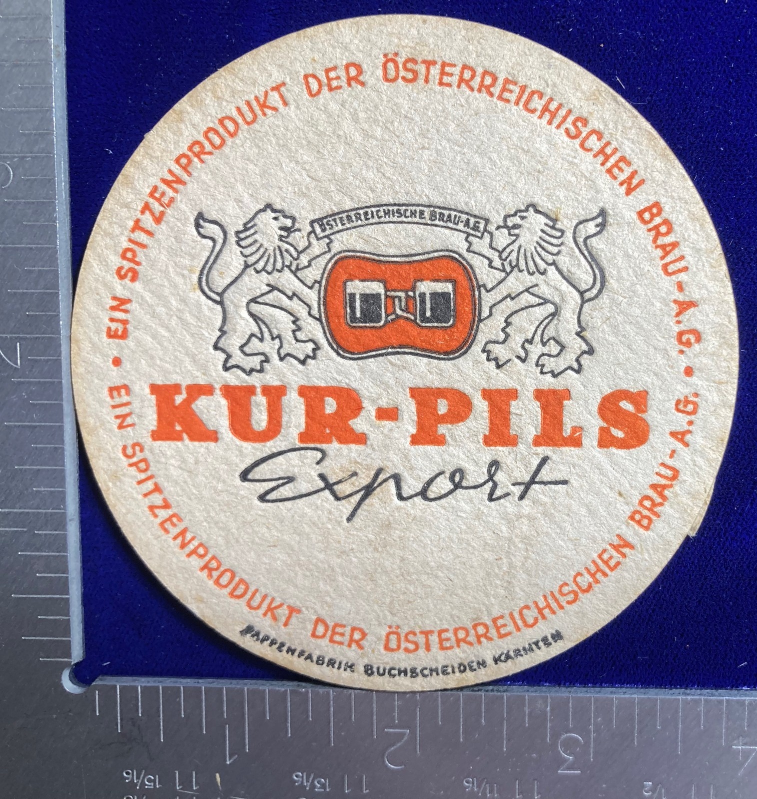 ÖSTERREICHISCHEN KUR-PILS EXPORT 4.2 INCH ROUND BEER COASTER