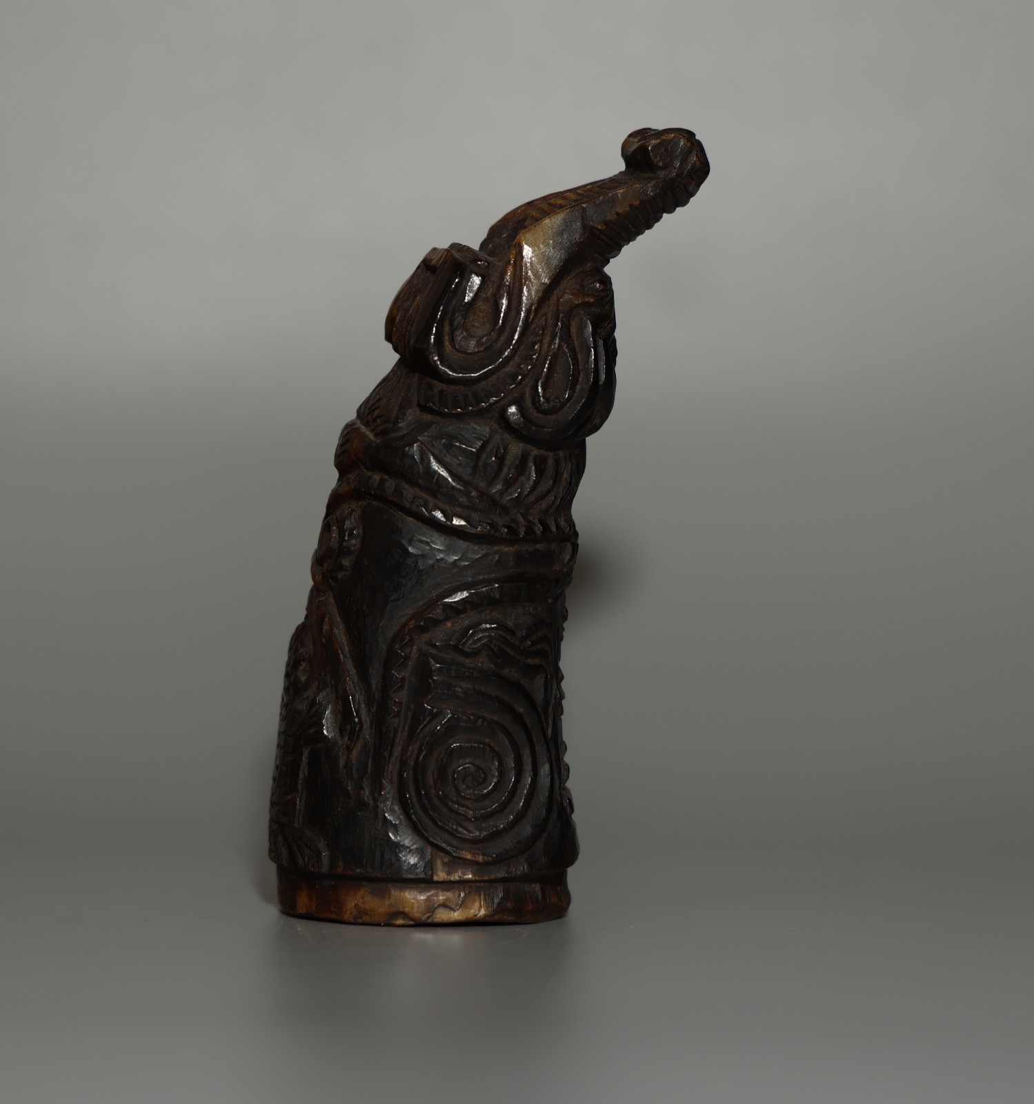 Tibet 1700s Old Antique Buddhist Carved Oxhorn Instruments \