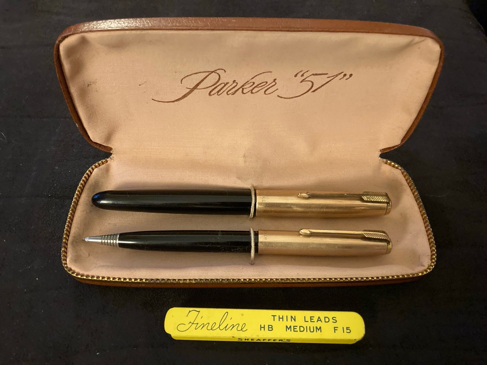 Vintage Parker 51 Fountain Pen and Mechanical Pencil Set with original case