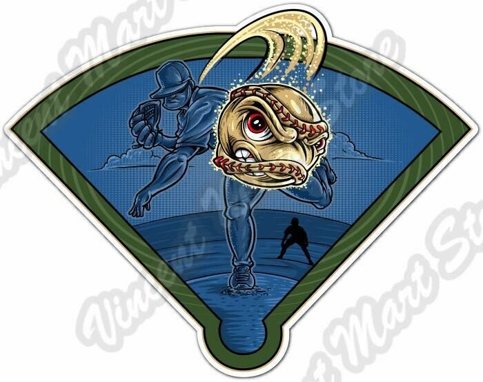Crazy Baseball Pitcher Athletics Sport Ball Car Bumper Vinyl Sticker Decal 5\