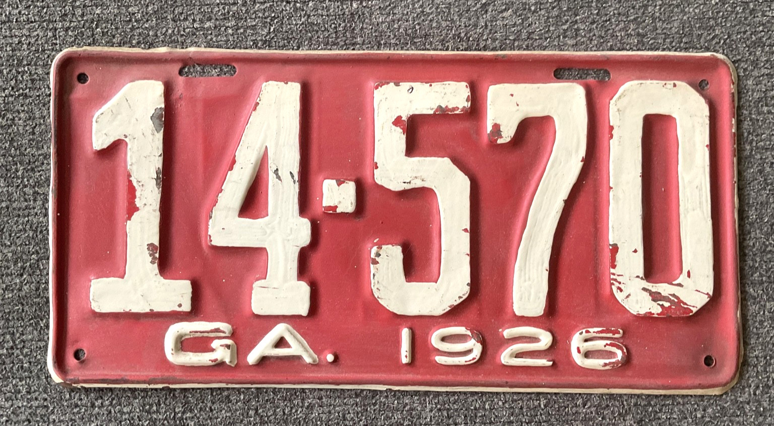 VERY RARE 1926 GEORGIA LICENSE PLATE OLDER RESTORATION SOLID PLATE TOUGH YEAR 