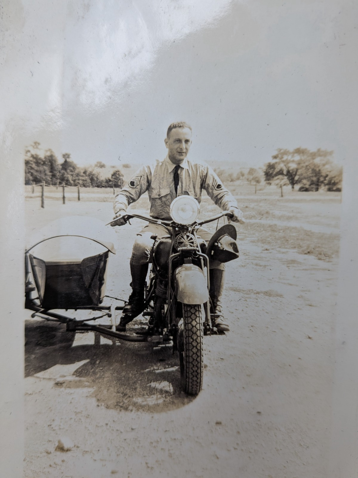 WWII ? soldier on Harley Davidson sidecar motorcycle photo photograph WWII ? soldier on Harley Davidson sidecar motorcycle photo photograph