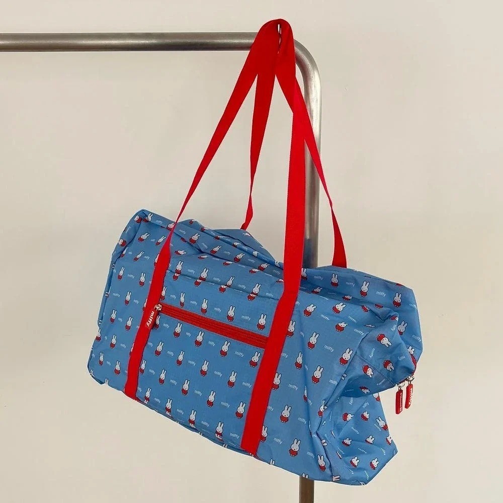 Miffy Large Foldable Boston Bag Carry-On Travel Duffel Luggage Sleeve Blue