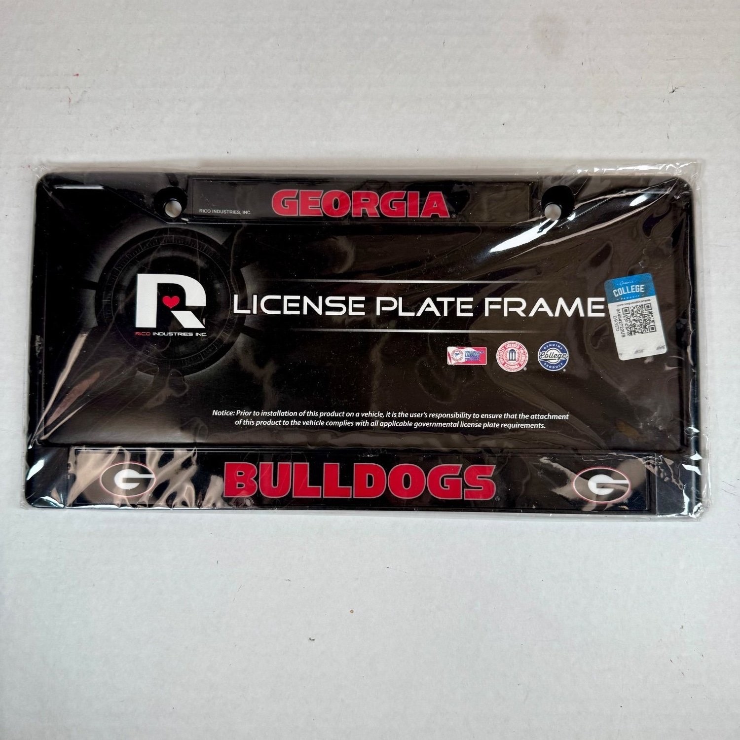 Standard Vehicle License Georgia Bulldogs Collegiate Plate Frame CFRG1012X