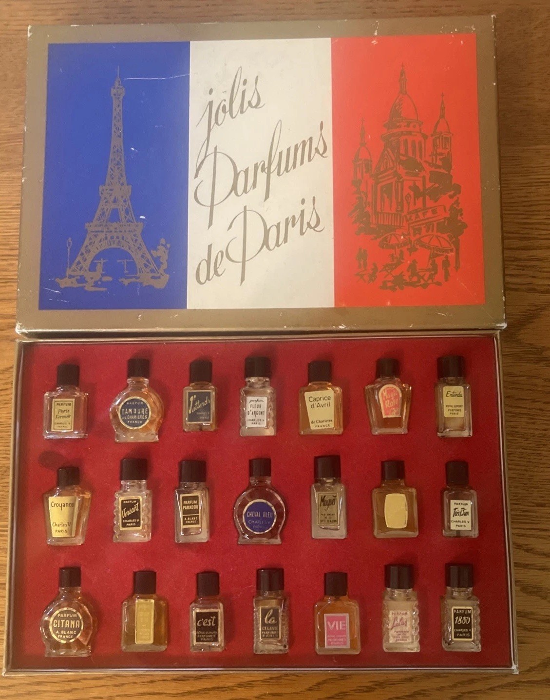 Vintage Jolie Parfums de Paris Box Set 21 Collectible Miniature Perfume Bottles