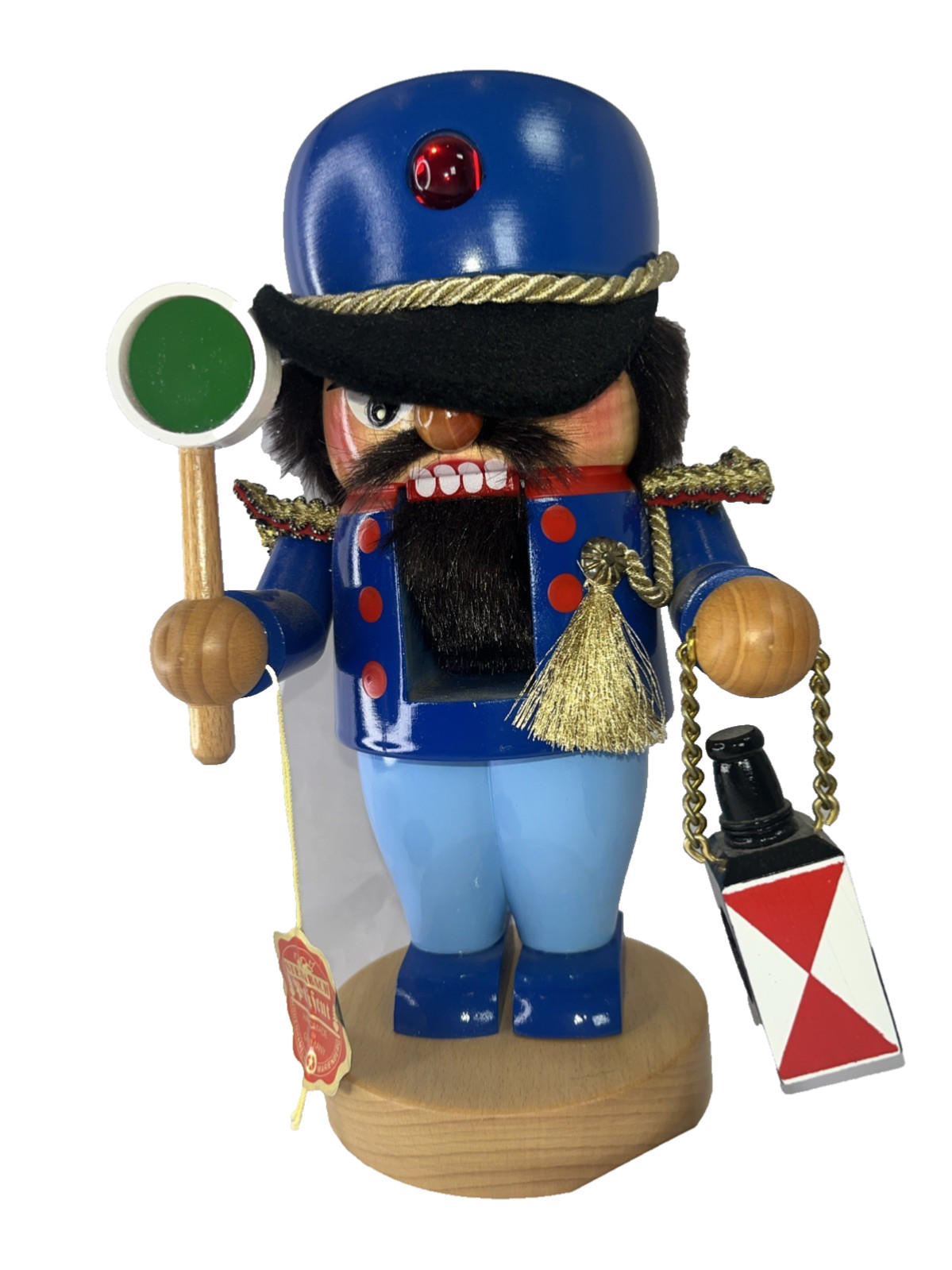 Steinbach Blue Toy Soldier German Nutcracker Railroad Train Hand Painted Wood