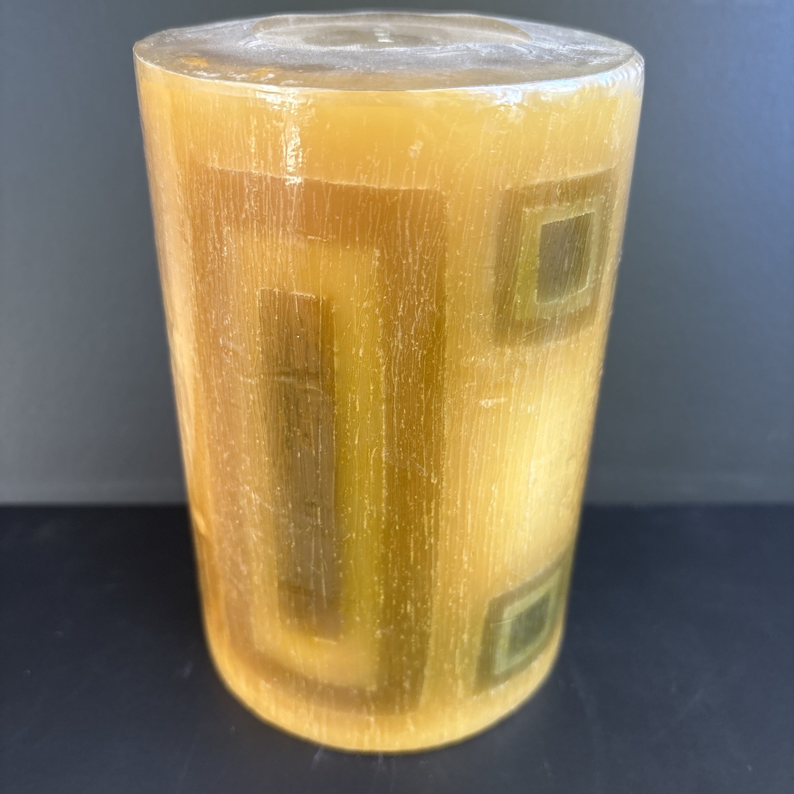 Vintage 70s Mid-Century Modern Geometric Pattern Candle Retro Squares Hippie