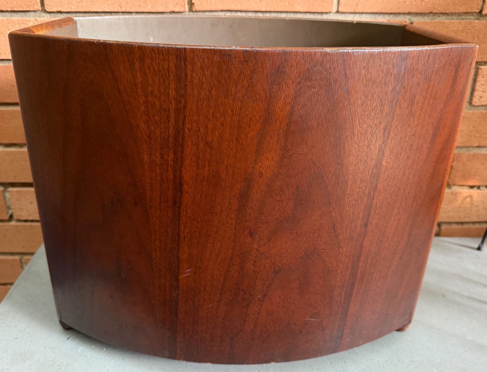 Rare Vintage Stow & Davis Wood Walnut Waste Basket Bin Mid Century Modern MCM