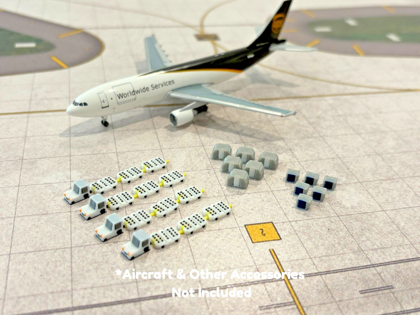 1:400 Model Airport Accessories - 28 Piece Airplane Cargo Container & Dolly Set