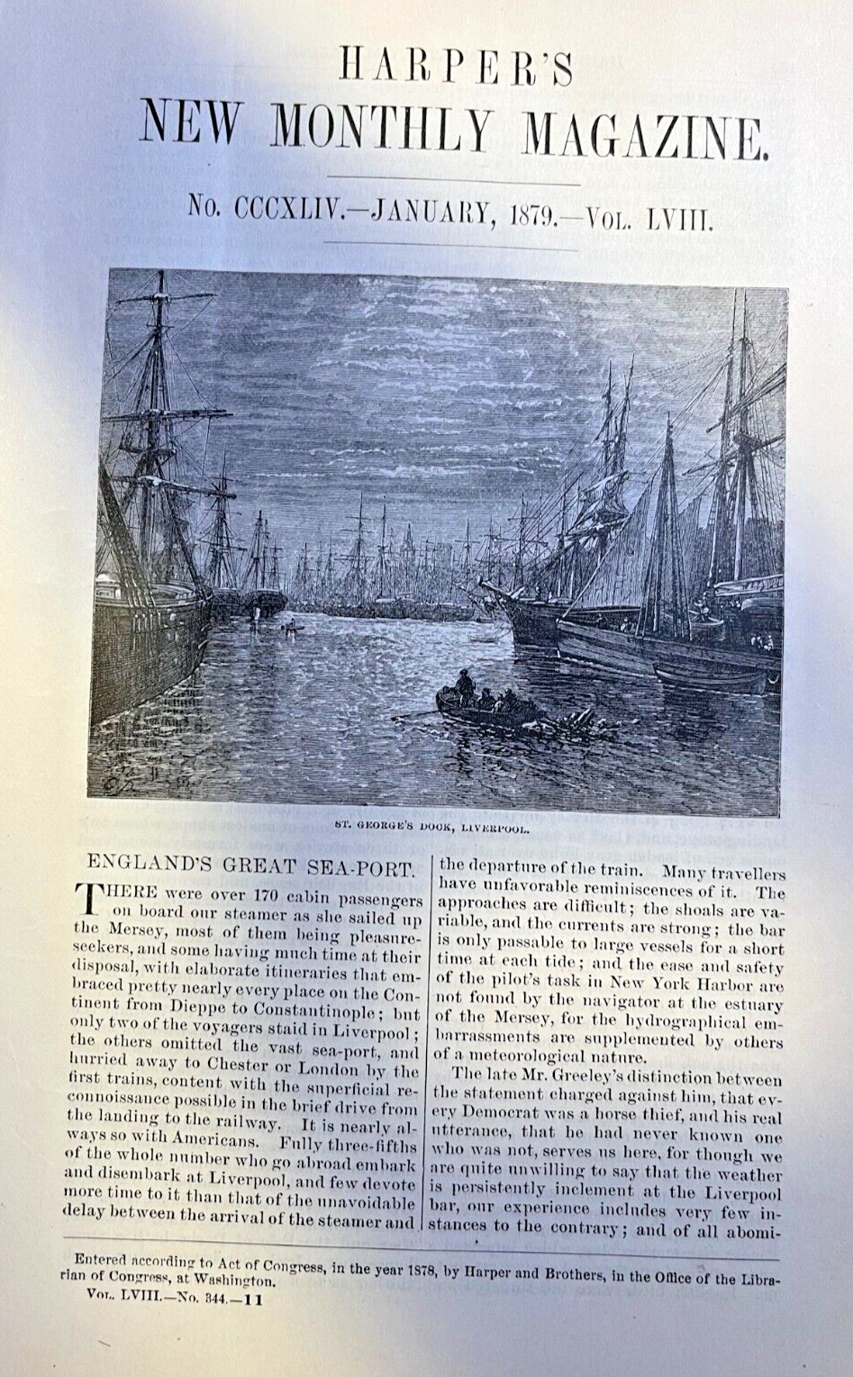 1879 Liverpool England St. George\'s Dock Strand Street Perch Rock Light