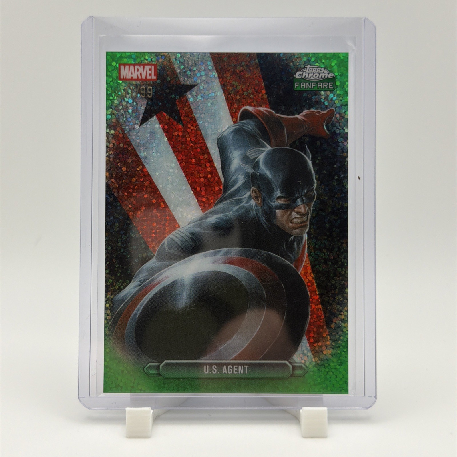 U.S. AGENT 2026 TOPPS CHROME MARVEL COMICS FANFARE GREEN SPARKLE 11 /99