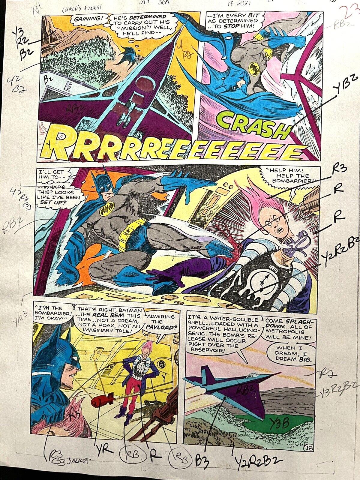 WORLD'S FINEST COMICS # 319 PAGE 18 NANSI HOOLAHAN ORIG. PRODUCTION COLOR GUIDE