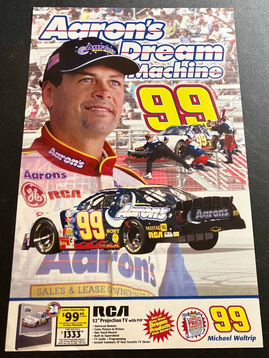2002 Michael Waltrip #99 Aaron\'s Chevy Monte Carlo - NASCAR Hero Card Handout