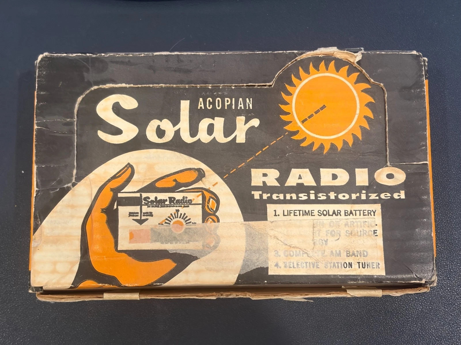 Rare Vintage 1957 ACOPIAN Model 257 P-E Solar Radio Transistorized in Orig Pkg