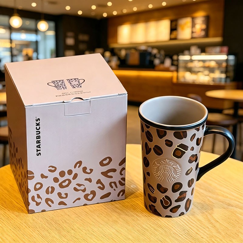Authentic Starbucks China 2026 Retro Leopard Print 16oz Ceramic Mug
