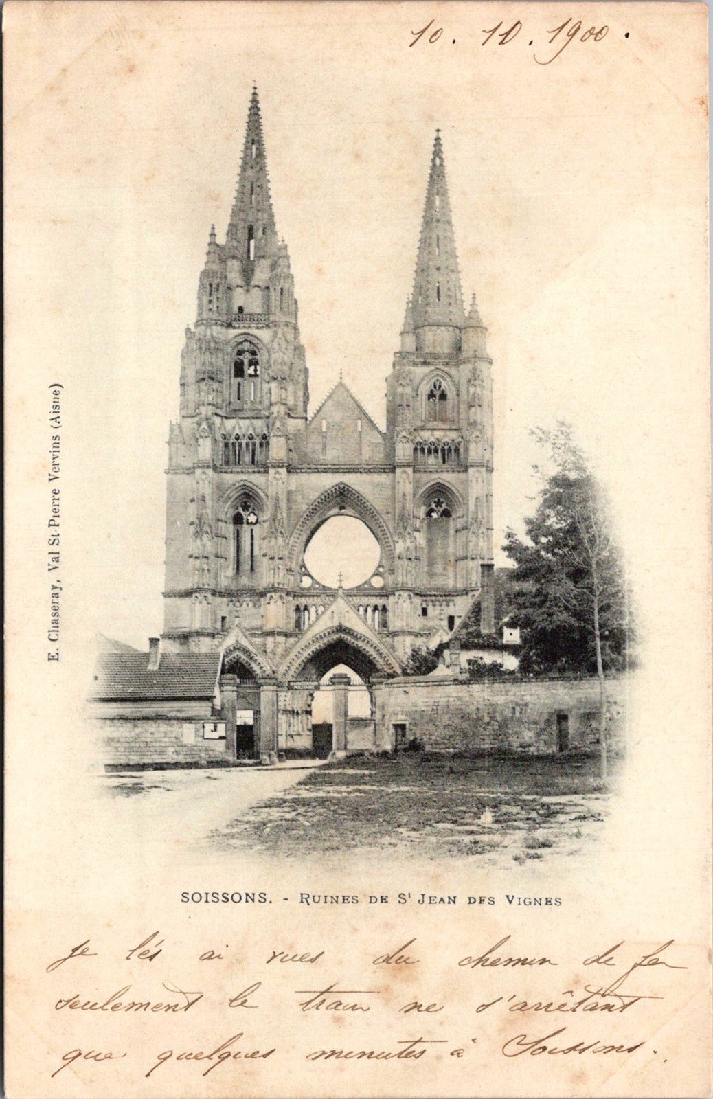 Soissons Ruins St Jean Des Vignes Church Gothic Architecture Vintage Postcard