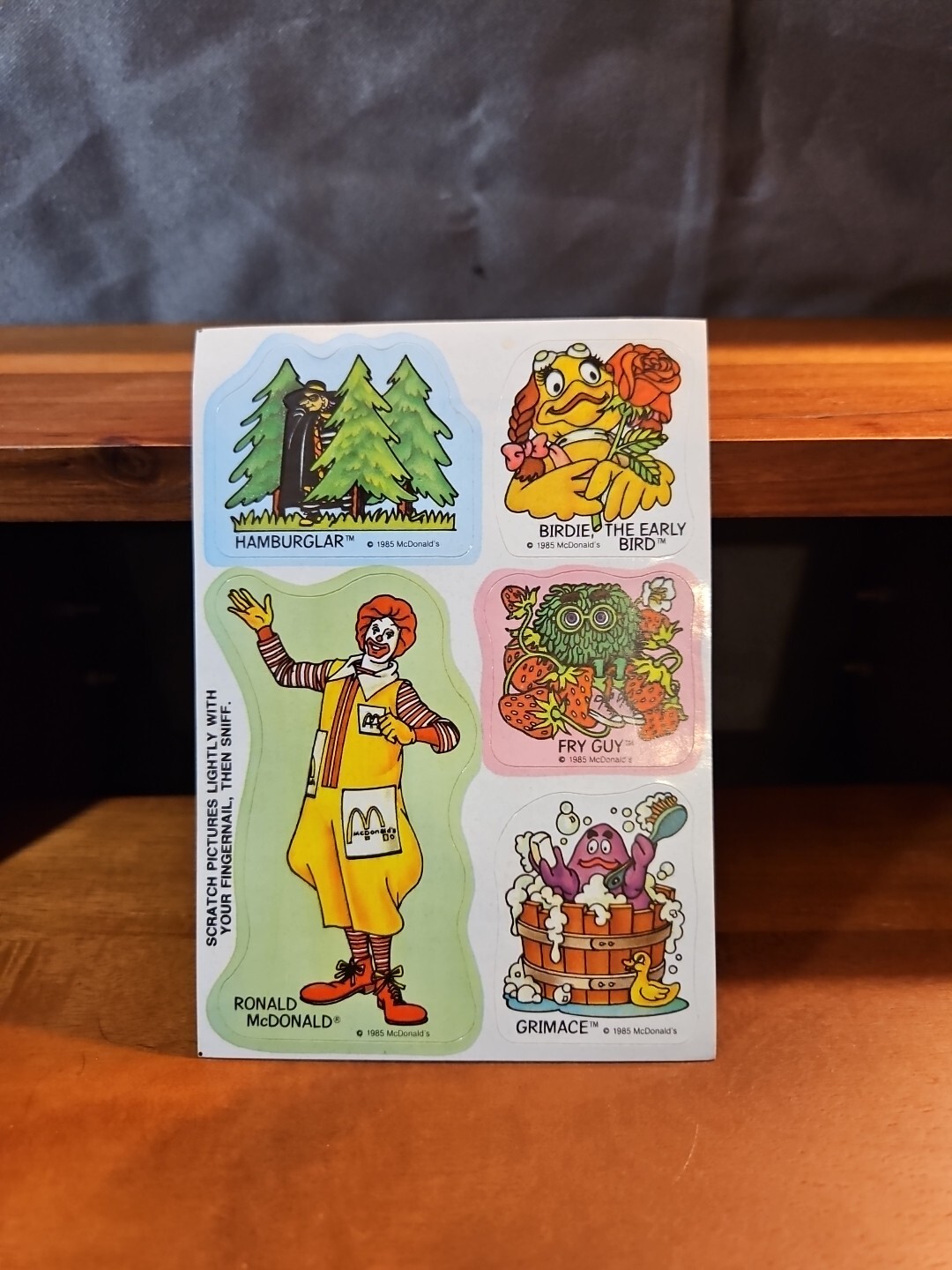 RARE HTF Vintage 1985 McDonald’s Scratch N Sniff Sticker Sheet 3”/4”