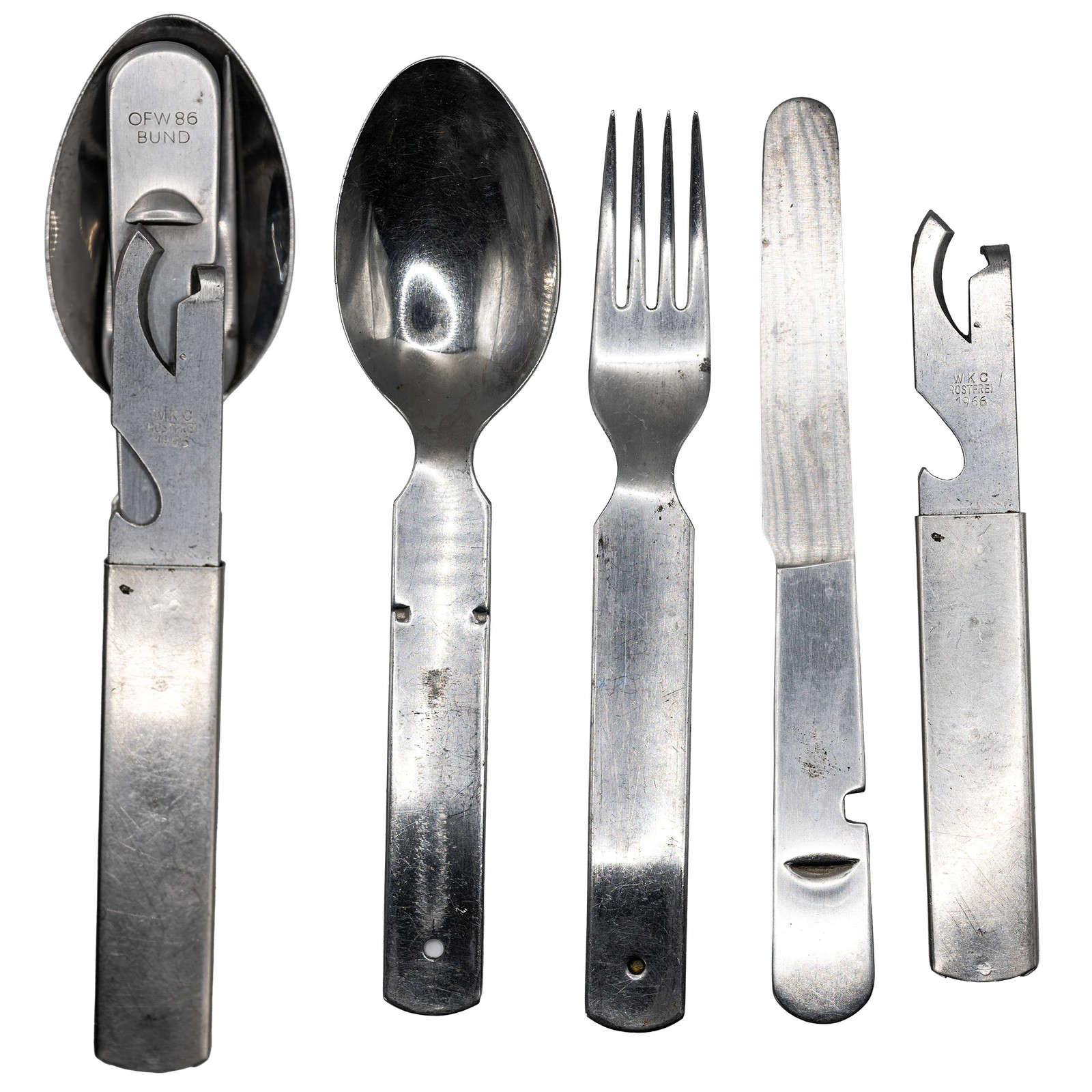 German Army Bundeswehr 4-Piece Utensil Set BUND Stainless Steel Mess Kit