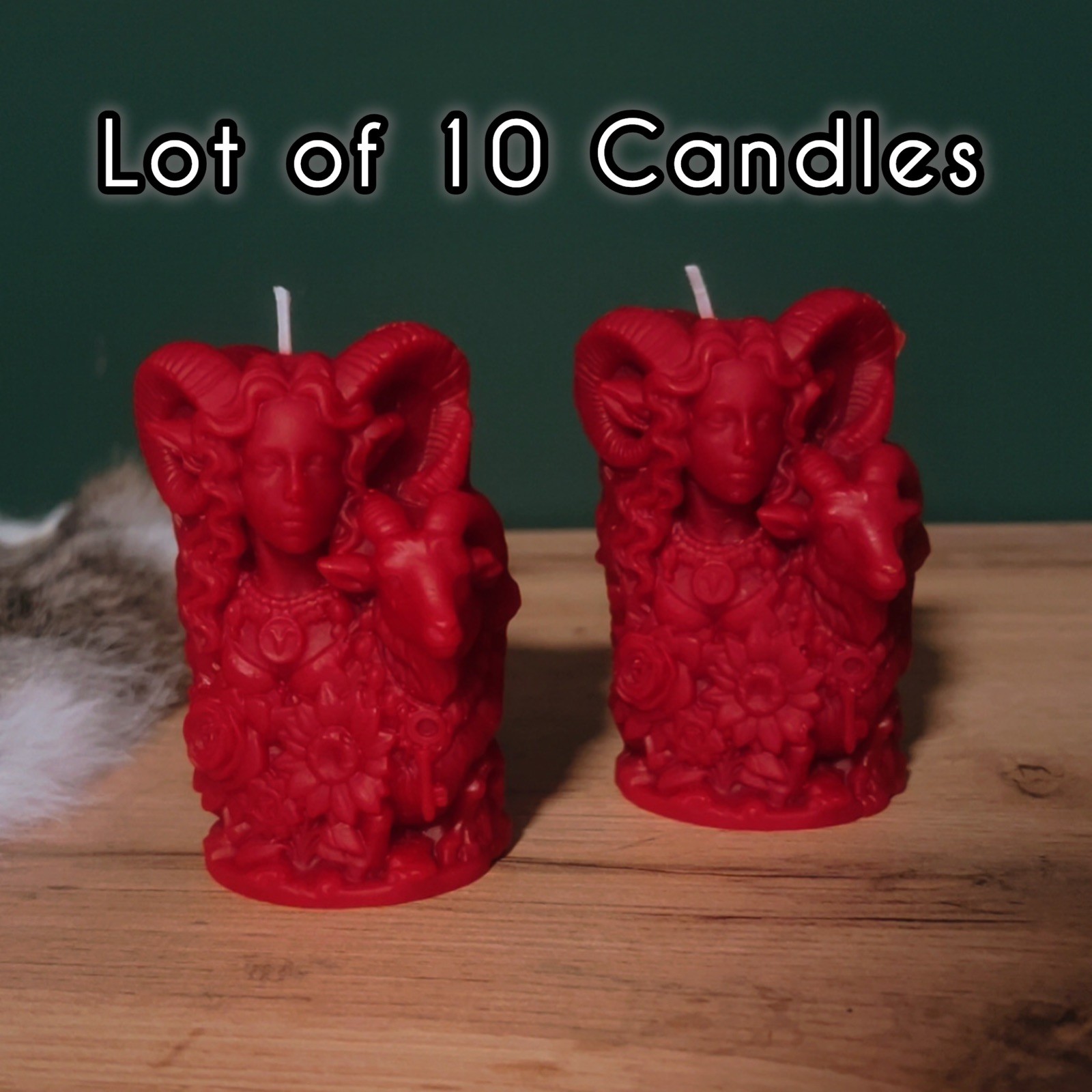 WHOLESALE Bulk Lot Of 10 Red Beeswax Pillar Candles Aries Zodiac Astrology Witch