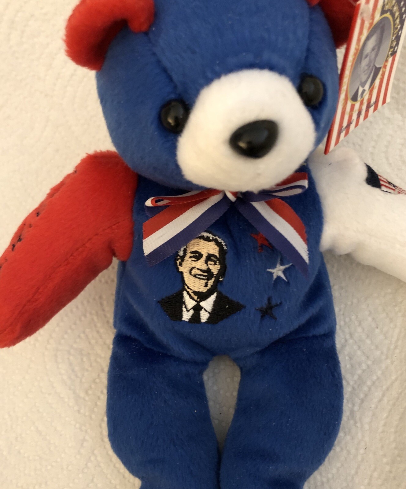 GW BUSH TOY BEAR 43rd  PRESIDENT USA RED WHITE BLUE FLAG REPUBLICAN GOP STAR New