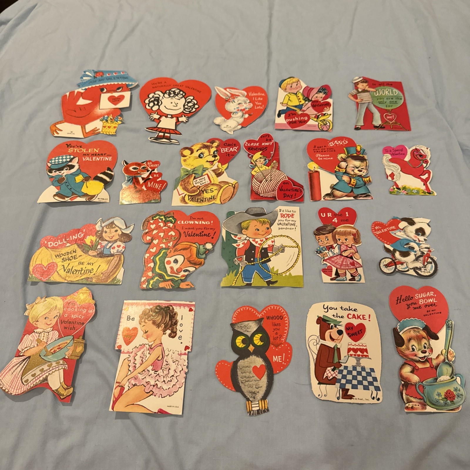 Lot of 21 Vintage Valentine Cards Kids 1970s  Animals  Die Cut Whimsy