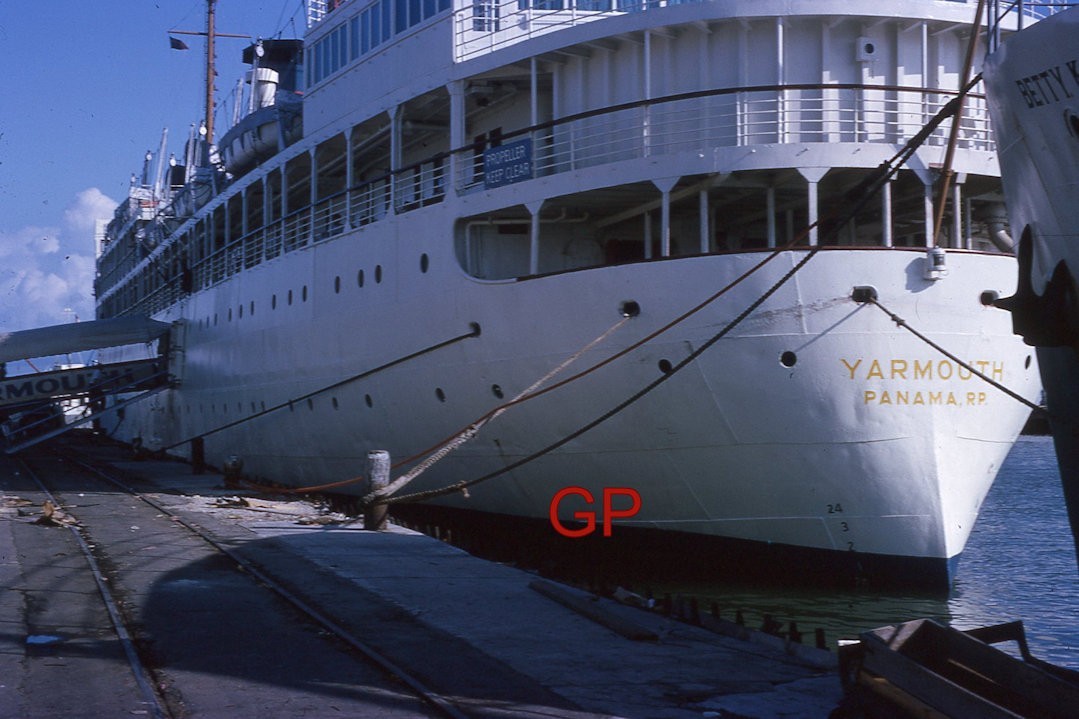 #XX160- z Old 35mm Slide Photo- Ship at Dock- Pier- Yarmouth Panama- 1964