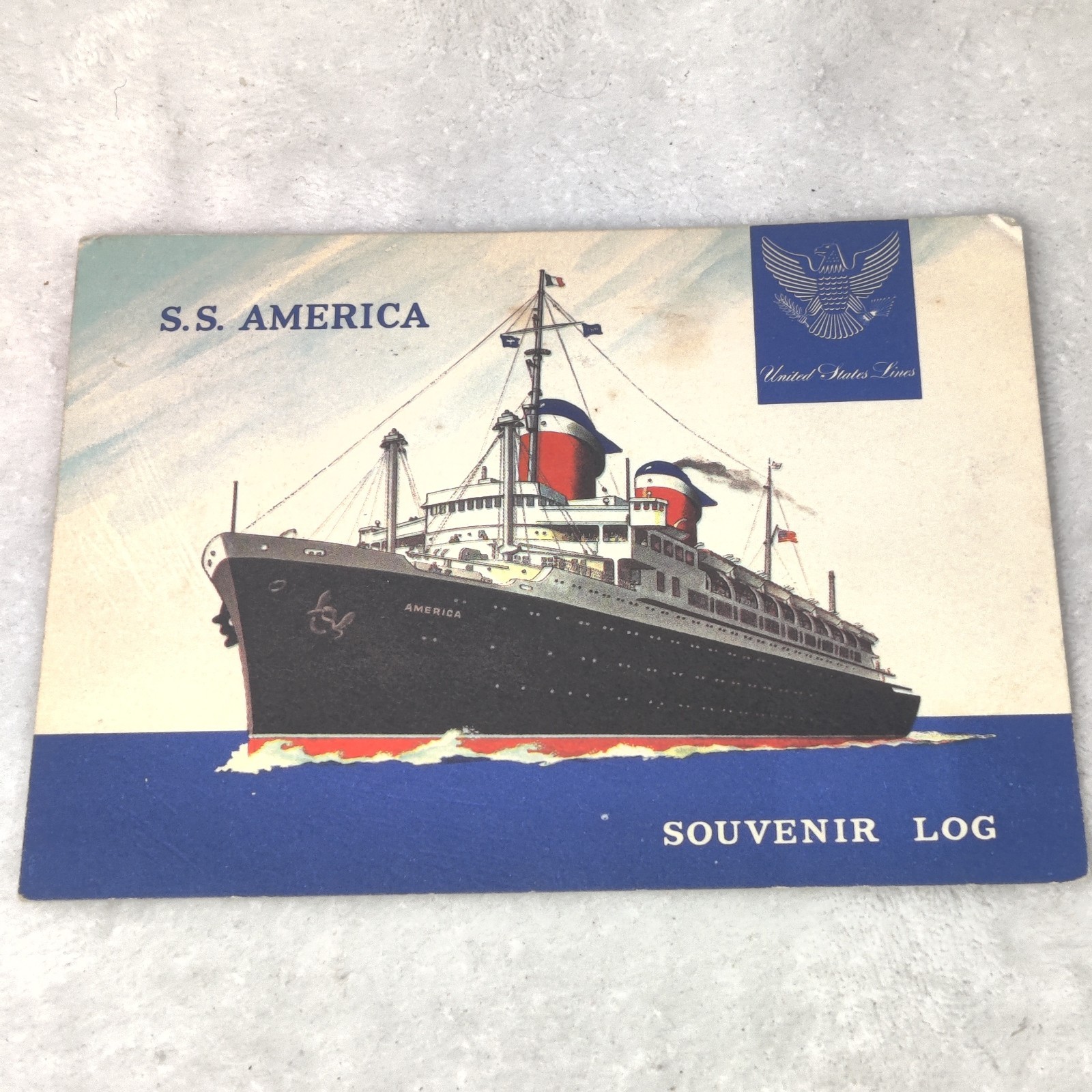 Original SS America Souvenir Log 7 x 5 United States Lines Voyage 235