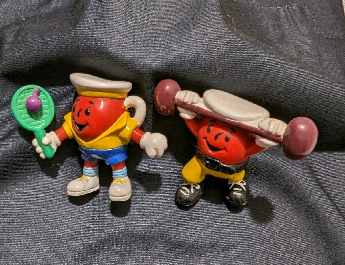 Vintage KOOL AID MAN ~ 2 Figure Lot ~ 2” Kraft Foods Mascot ~ Pre-Owned