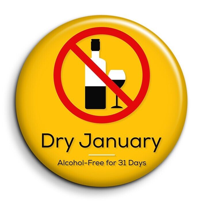 Dry January - Badge 38mm Button Pin