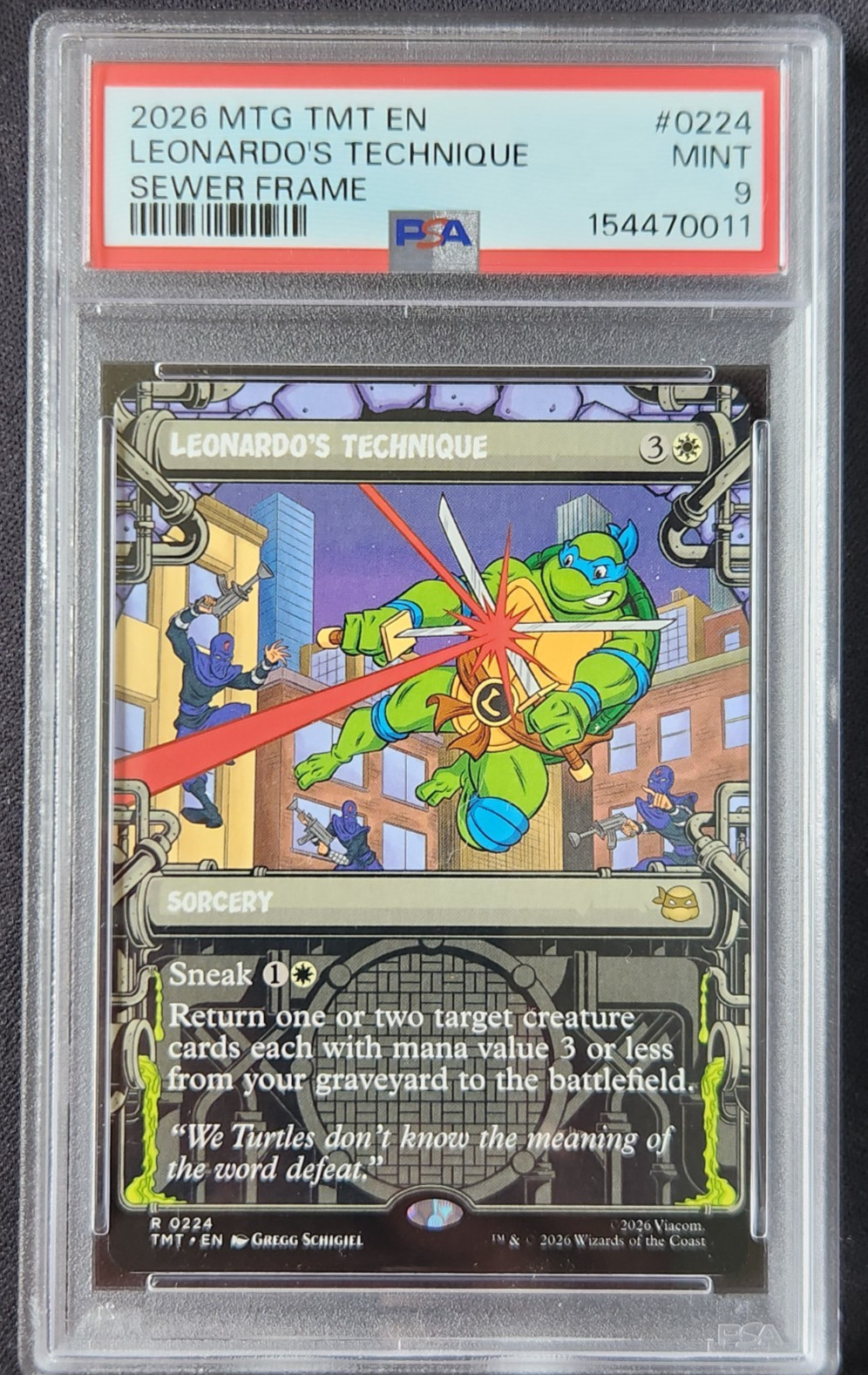 LEONARDO\'S TECHNIQUE 2026 Magic the Gathering TMNT Sewer Frame #0224 PSA MINT 9