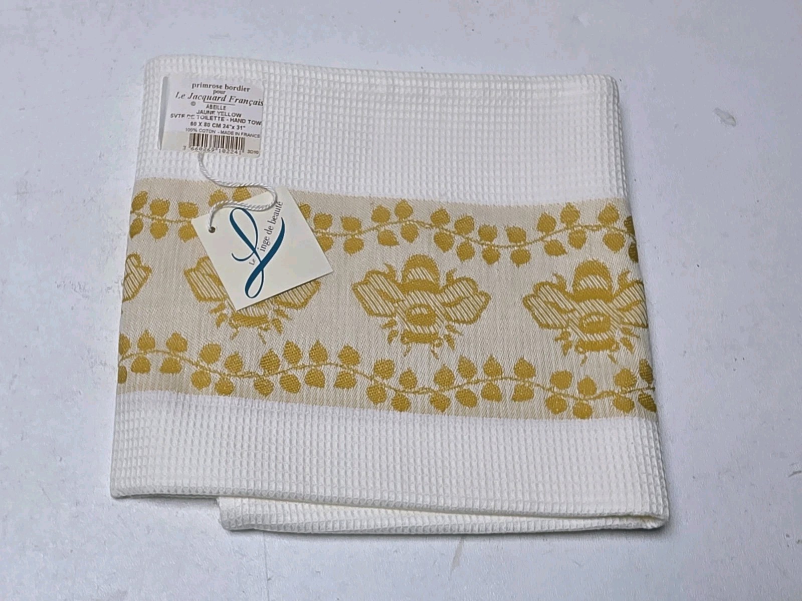 Vintage Primrose Bordier Le Jacquard Francais Yellow Kitchen Tea Hand Towel NOS