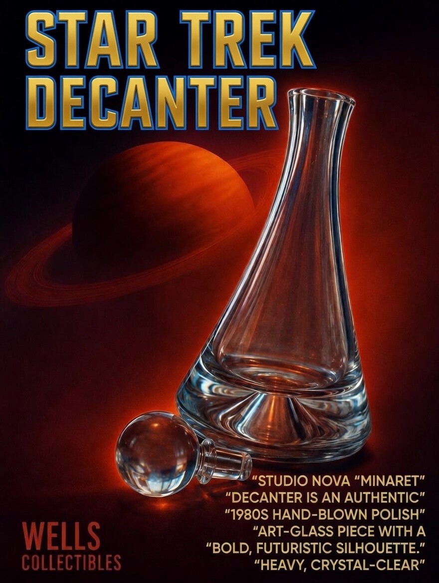 STAR TREK This Vintage Studio Nova “Minaret” DECANTER features In VOYAGER & ENTE