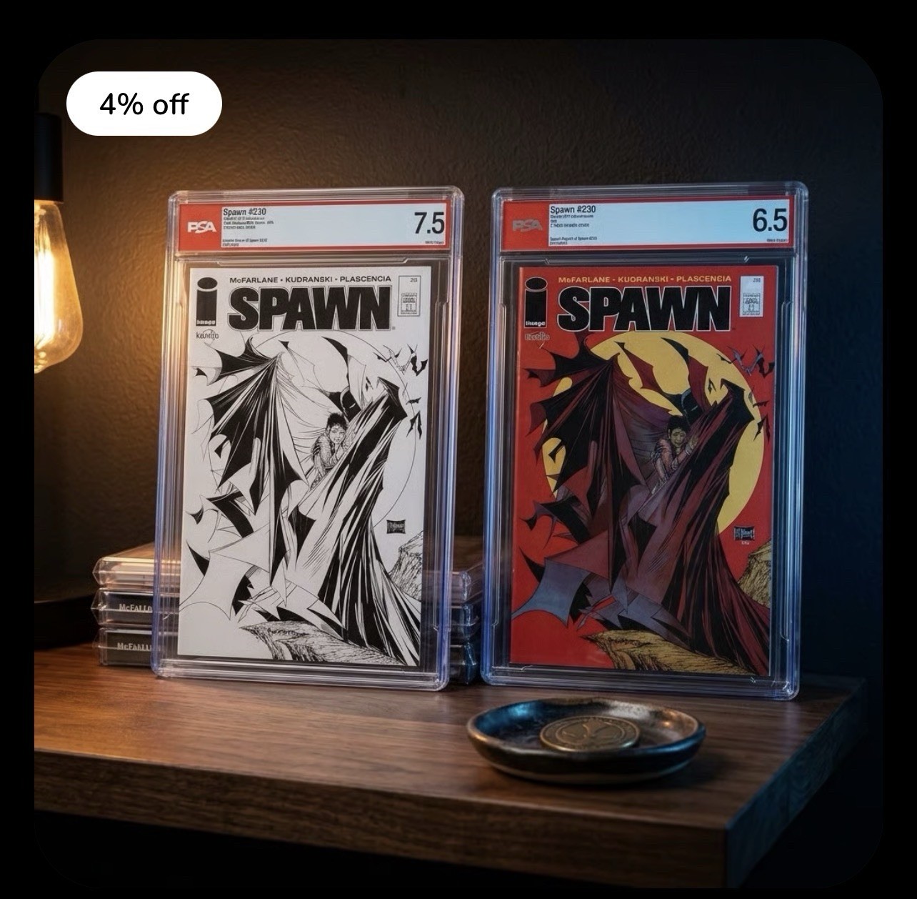 2017 Spawn #230 Sketch Variant PSA 7.5 and Spawn #230 Red Cover PSA 6.5.