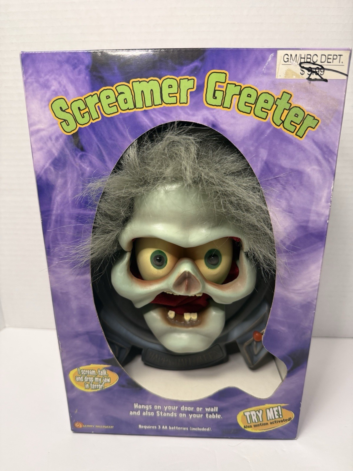 2003 Gemmy Halloween Screamer Greeter Animated Talking Door Wall Prop NEW NOS