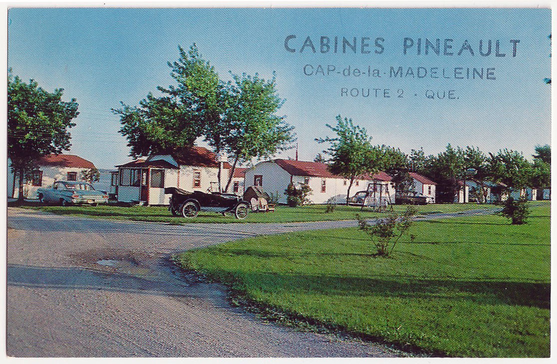 Canada PQ Cap de la Madeleine Cabines Pinaults Vintage Advertising Postcard 
